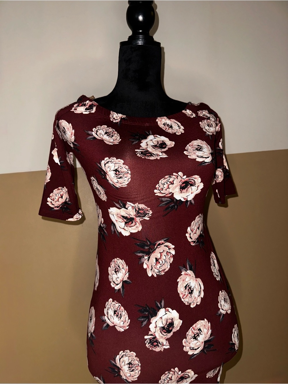 Charlotte Russe Burgundy Floral Midi Dress